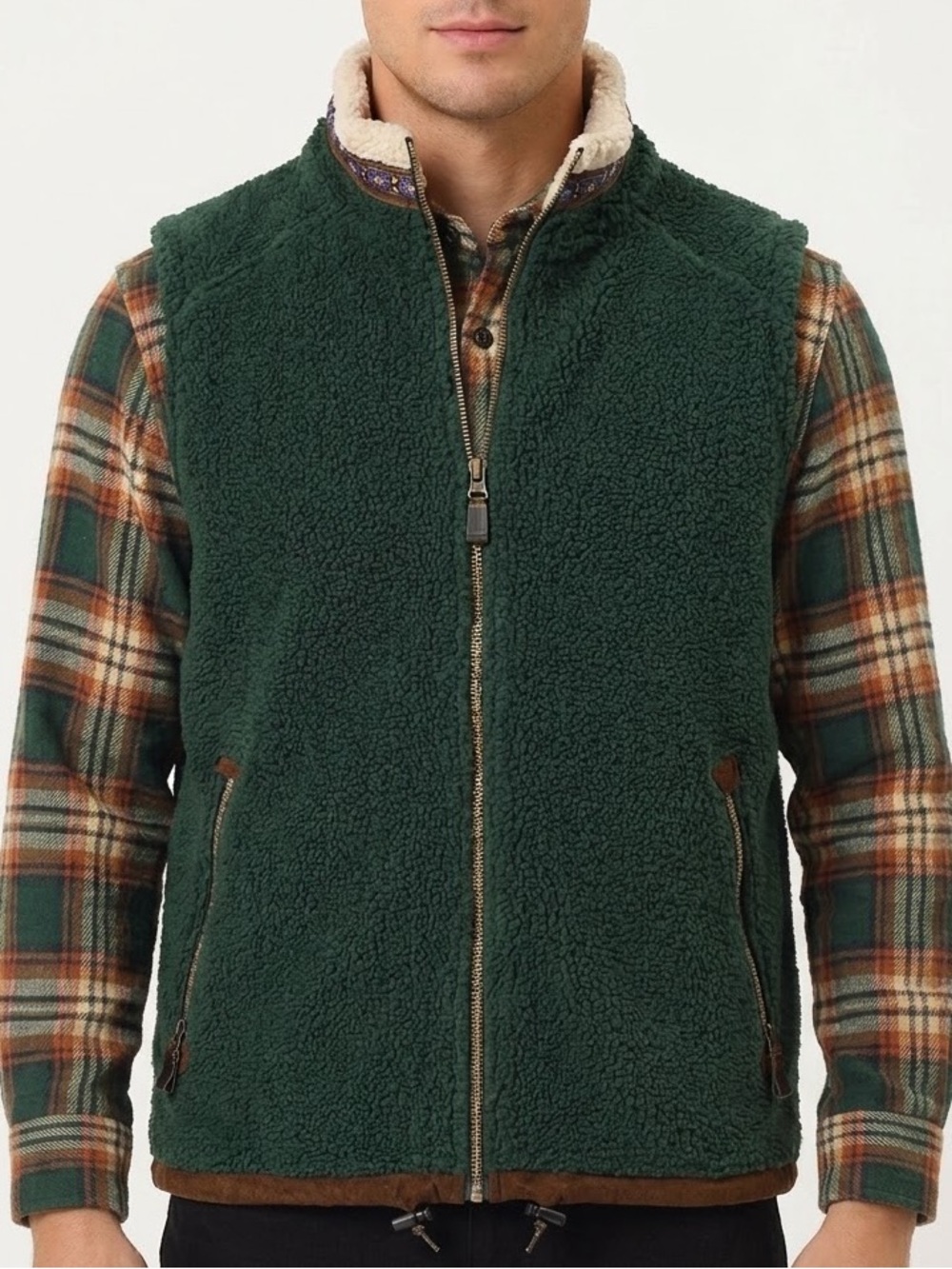 Vintage 90s ALF Kuhl Fleece Vest Mens M Green Sherpa Made USA Aztec Outdoor